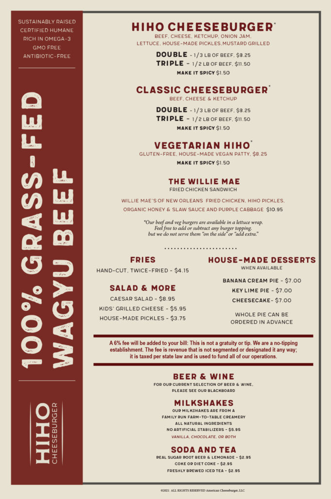 Hiho Cheeseburger - 100 Grass-fed Wagyu Beef Burgers